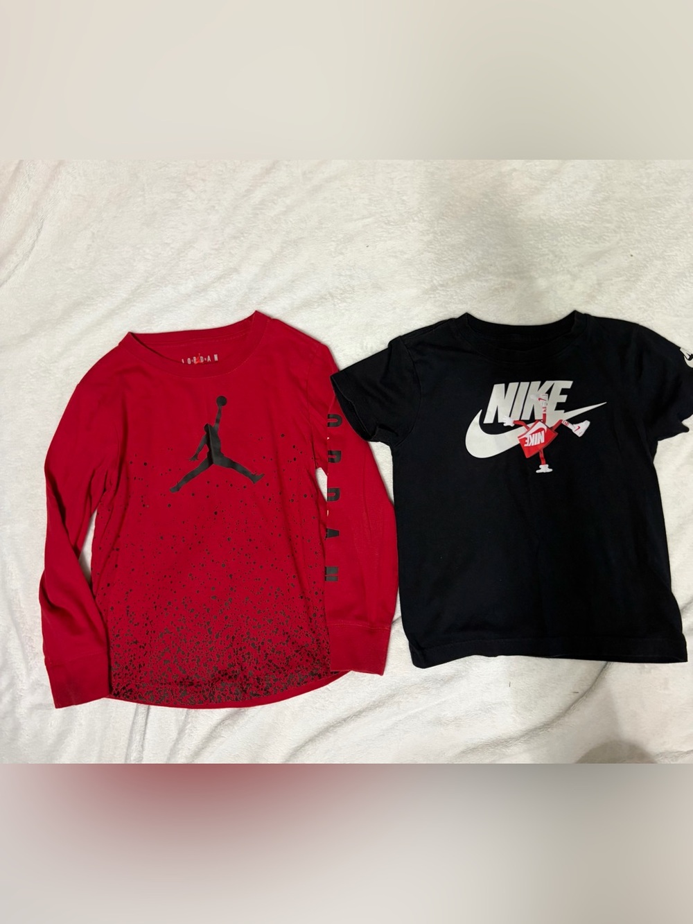 Jordan Red Long Sleeve Tee with Black Jumpman Graphic